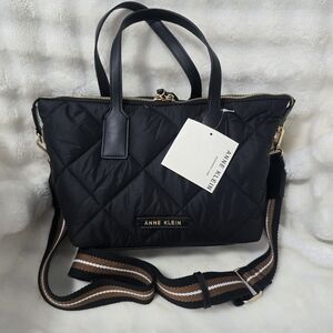Anne Klein Black Quilted Satchel Crossbody Bag